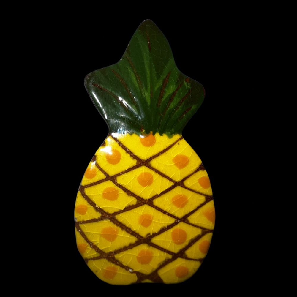 Vintage Enamel Pineapple Brooch